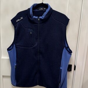 RLX Ralph Lauren Lt and Dk Blue Sweater Vest w Fleece Lining Vest XXL like new